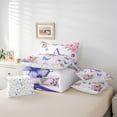 thumbnail image 5 of Homewish Purple Initial A Letter Bedding Comforter Set 7pcs, Watercolor Rose Floral Queen Bedding Sets, Kawaii Dreamy Butterfly Reversible Queen Sheet Sets, Luxury Bedroom Decor, 5 of 7