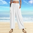 thumbnail image 4 of LILLUSORY Women‘s Linen Wide Leg Pants 2023 Casual Loose Lightweigt Beach Palazzo Harem Pants, 4 of 4