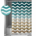 thumbnail image 3 of Small Stall Shower Curtain 48x72 Inch Narrow Half Size Teal Brown Ombre Bath Curtains Bathroom Decor Modern Gradient White Geometric Waterproof Fabric Shower Curtain Set with Hooks 48 Inch, 3 of 6