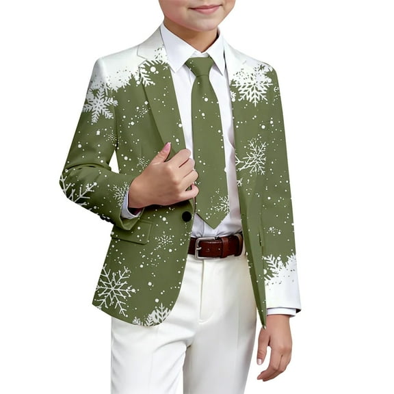 Vividxx Boys Jacket Boys Suit Blazer Christmas Printed Boys Jacket Elegant Formal For Holiday Parties And With Stylish Festive Design For Kids And Youth 3-4 Years