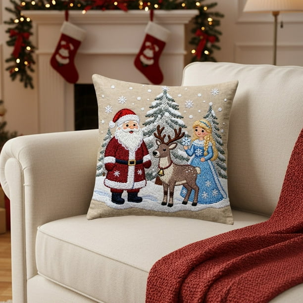 Fundas de almohada navideñas de 45 x 45 cm, decorativas, de tela suave y con cremallera oculta para decoracin del hogar.