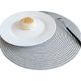 thumbnail image 2 of 14 Inch Round Braided Placemats, Heat-Resistant Stain Resistant Anti-Skid Place Mat, Round Table Mats Washable Polyproplene Table Mats Placemats for Dining Tables (Set of 4,Silver ), 2 of 9