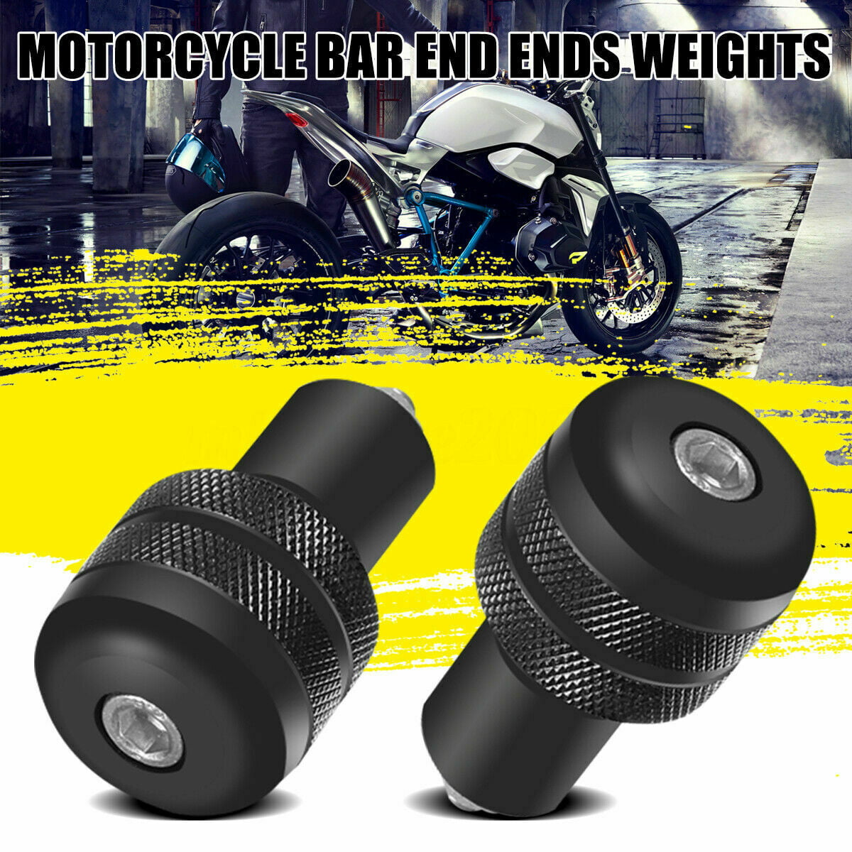 Fhdpeebu Universal Motorcycle Round Bar End Weight Plugs Sliders 13/18mm Black 