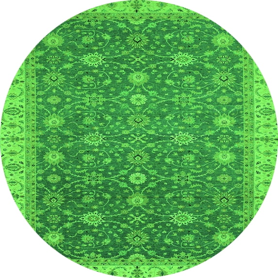 Ahgly Company Indoor Round Oriental Green Traditional Area Rugs, 3' Round