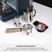 Thyme & Table Barista Grade Espresso Machine with 15-Bar Pressure and Conical Burr Grinder, Atlantic Blue