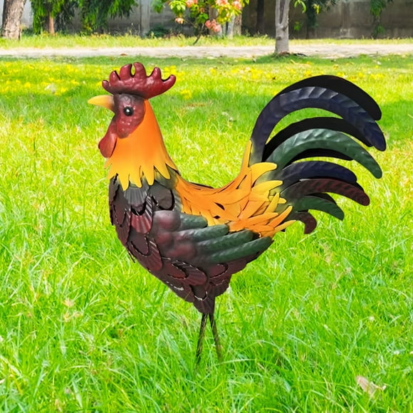 NUAHRHY Iron Rooster Sculpture Metal Rooster D茅cor Lifelike Metal Rooster Figurine Rust-Proof Iron Chicken Carved Sculpture Standing Animal Lawn Ornament for Home Patio Backyard Decoration
