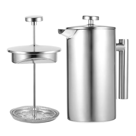 

DTOWER 1000ml French Pressed Coffee Maker Stainless Steel Insulated Coffee Press Silver