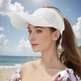 thumbnail image 5 of Ponytail Visor Hat for Women | Wide Brim Sun Protection Cap | Breathable Open Top, Quick Drying Fabric, Sweat Absorbent Band, Adjustable Fit, Summer Beach Activewear, 5 of 7