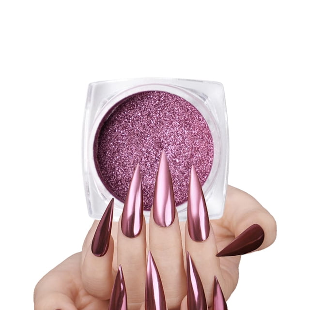 MEILINDS Oro Rosa Cromo Nail Art Polvo Efecto Espejo Brillo Metálico Reflectante Pigmento Polvo Decoración para DIY Manicura Gel Esmalte Nail Art 0.04 oz/Botella