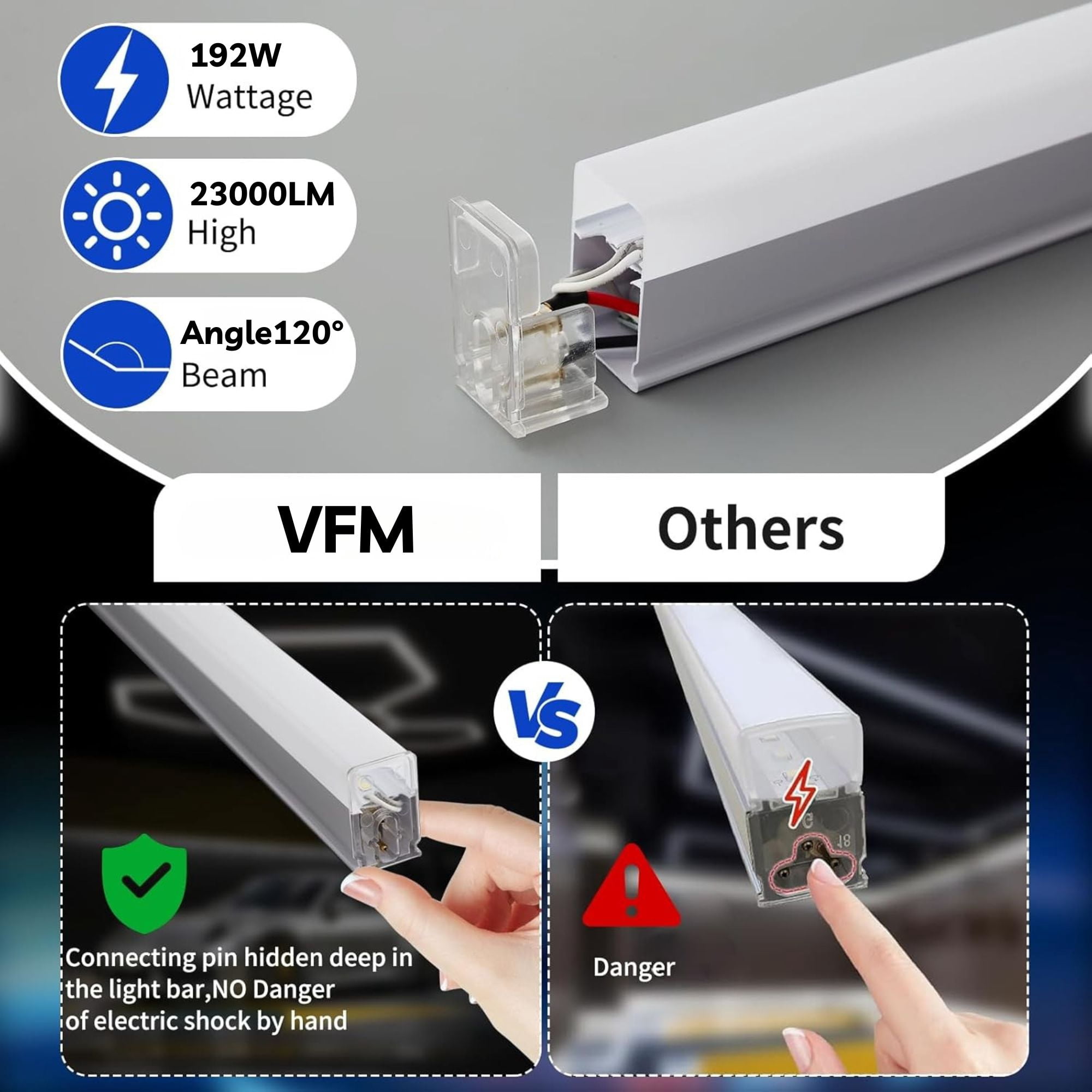 VFM Hexagon LED Garage Light: 25-Pack Updated Bigger Size, 23000LM Super Bright Car Detailing Ceiling LED Shop Light for Warehouse Workshop Gym Basement Car Care Wash Room