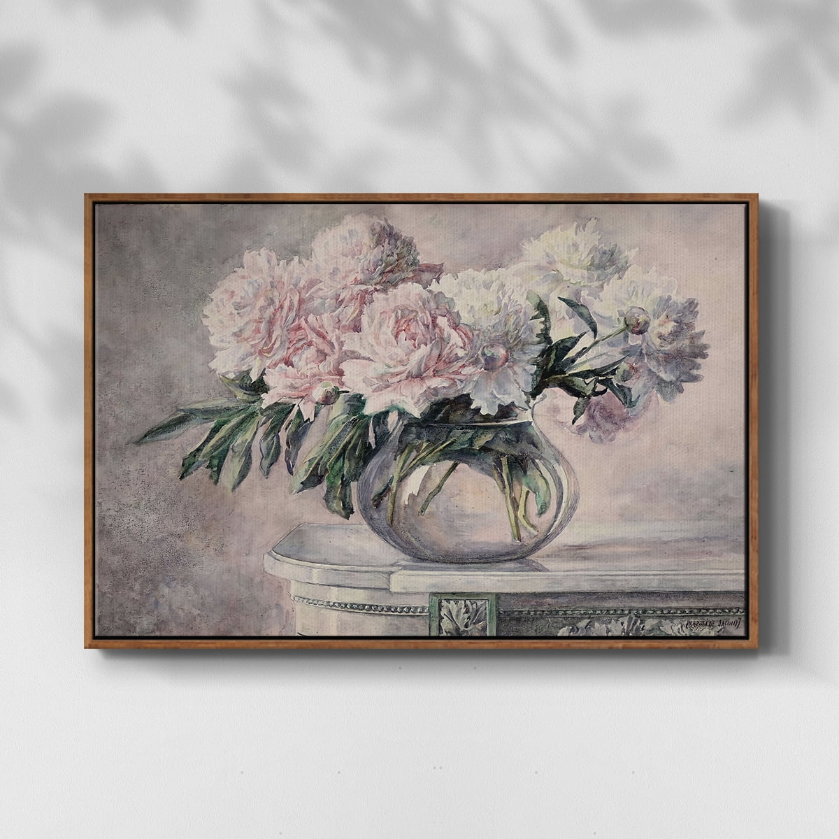 Vintage Botanical Print-LIX By Wexford Home Framed in Walnut Wood Gallery Wrapped Canvas 25 in. x 37 in.