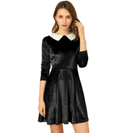 Black velvet skater dress discount
