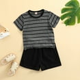 thumbnail image 4 of EnJoCho Youth Kids Cute T Shirt Toddler Baby Boys Spring Summer Striped Cotton Short Sleeve T Shirt Shorts Pants Clothes Little & Big Children Casual Home School Wear 2-3 Years, 4 of 6