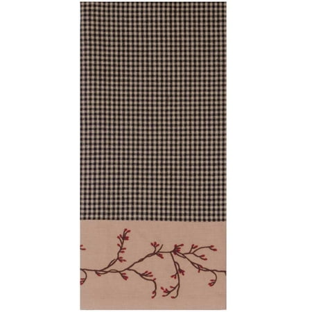 Berry Tea Set - Berry Vine Gingham Check Kitchen Towel - Red or Black - Set of 2