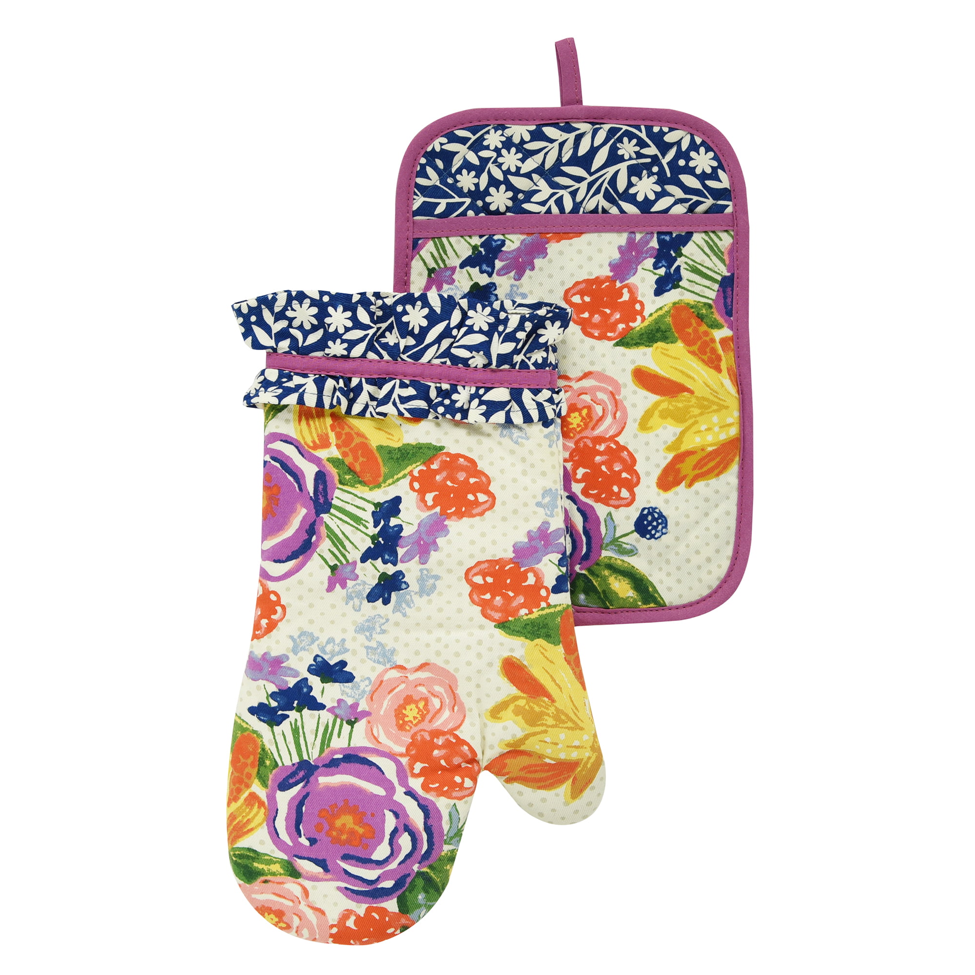  Kitchen Oven Mitts and Pot Holders Sets,The Pioneer Woman  Flower Bird Print Oven Gloves and Potholders,Heat-Resistant Oven Gloves and  Hot Pads,Pioneer Woman Kitchen Accessories,Gifts for Women : Home & Kitchen