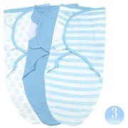 Baby Swaddle Blankets for Newborn Boy, Small/Medium 0-3 Months old, 3 Set of Adjustable Infant Wrap, Blue