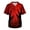 Red, variant on Men's Short Sleeve V Neck Halloween Themed Printed Chest Pocket Scrub Top with Scarecrow Jack O Lantern Design for Work