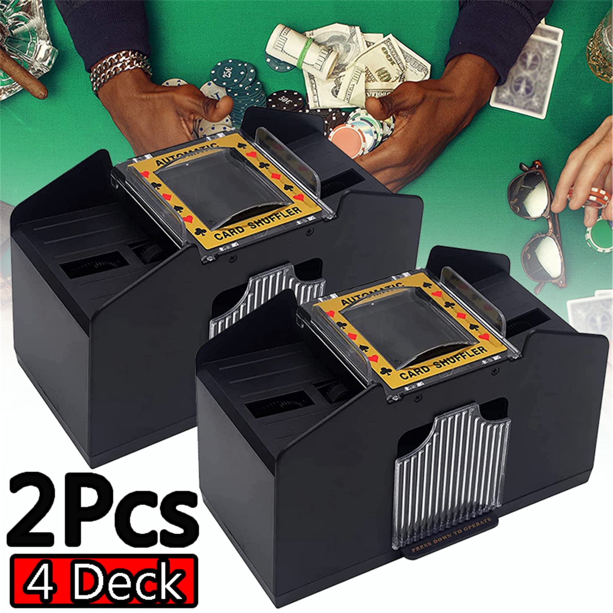 Elbourn 4 Deck Automatic Card Shuffler, Battery-Operated Electric Shuffler  Machine for Poker Playing Card Games - 2Pc - Walmart.com