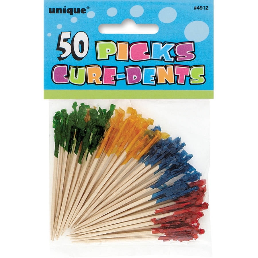 Frilly Cocktail Toothpicks, 2.5 in, Assorted, 50ct