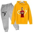 thumbnail image 3 of Conjunto de 2 piezas de sudadera con capucha y pantalones con estampado de ídolo de fútbol Cr7 para niños de 3 a 13 años, ropa informal para bebés, 3 of 5
