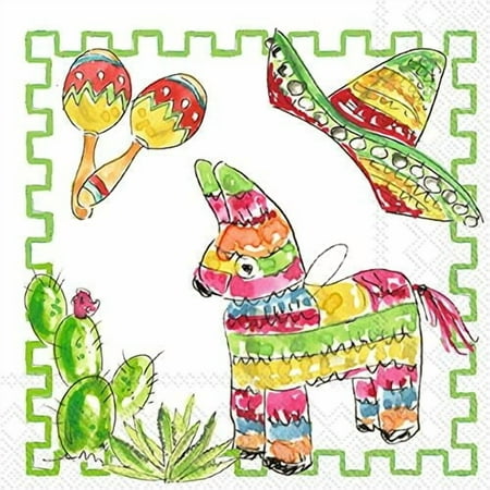 IHR Ideal Home Range Cocktail Napkins Rosanne Beck Disposable 3-Ply Paper Party Napkin Pack, 5" x 5", Fiesta Pattern, 20-Count
