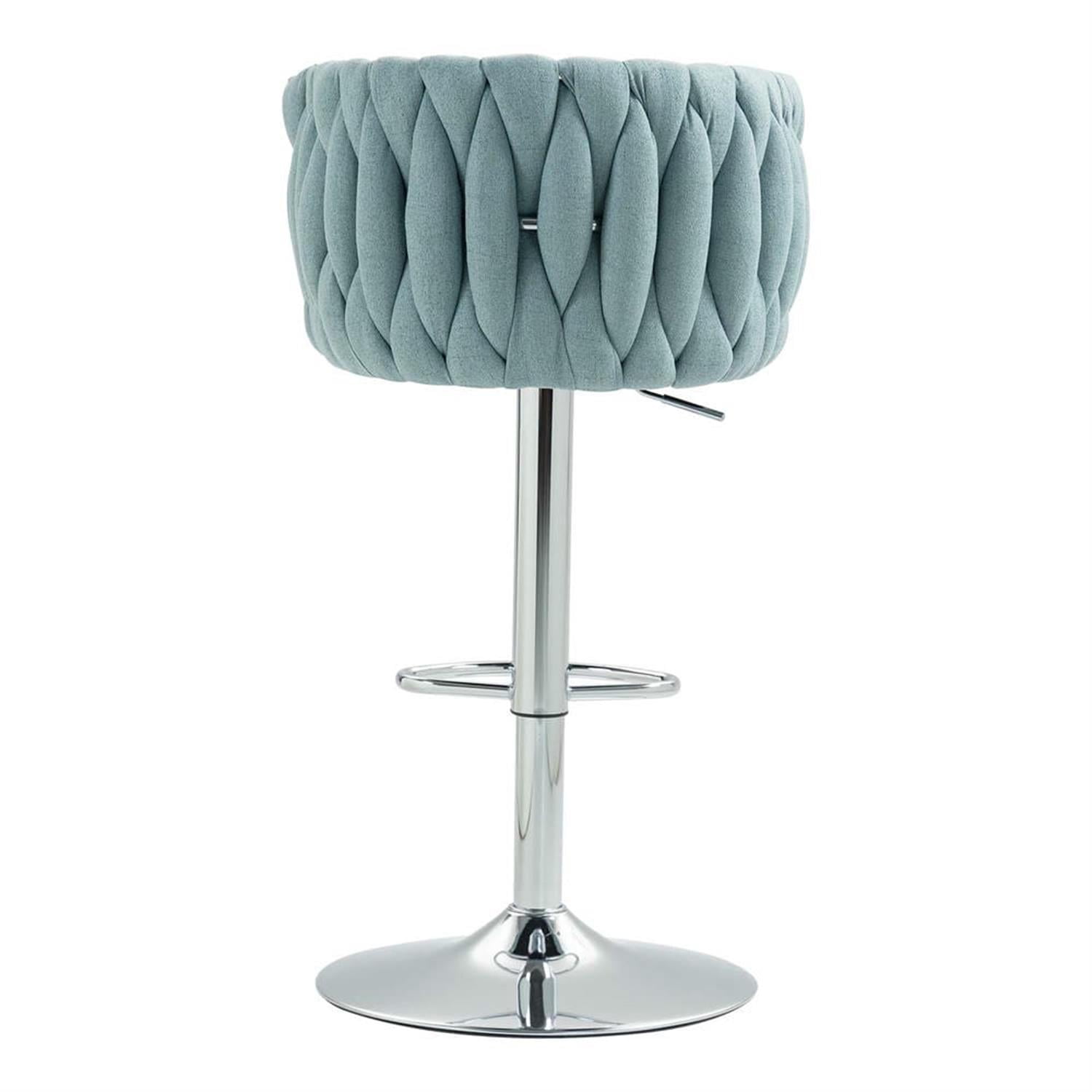 Demi Bonn 35" Adjustable Counter Height Bar Stools Set of 2, Fabric Cover Swivel Barstools with Woven Back, Kitchen Island Countertop Chairs for Dining Room, Blue