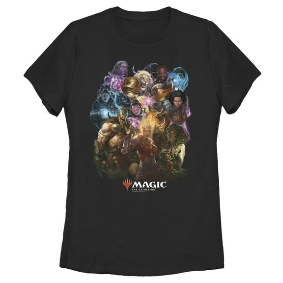 Women's Magic: The Gathering Character Collage  Graphic Tee Black X Large