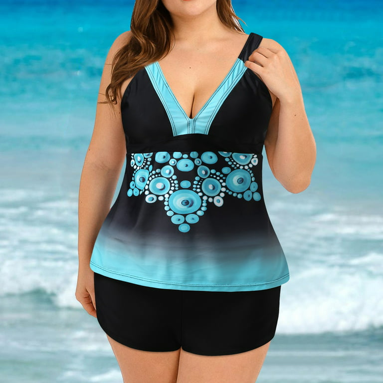 Aayomet Plus Size Swimsuit For Women Women's Swimwear Bikini Backless  Swimsuit Set,Dark Blue M 