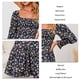 thumbnail image 5 of Vestido con estampado floral,Vestido largo para mujer, Vestido cuadrado de manga larga, Vestido con dobladillo con volantes, Rendimiento finamente ajustado, 5 of 6