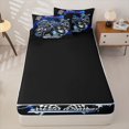 thumbnail image 4 of Erosebridal Graffiti Motocross Pattern Zipper Twin Comforter Sets with Fitted Sheet and 2 Pillowcases,Checkered Flag Print Zipper Bedding Set,Blue Black Green,Black Reversible, 4 of 6