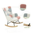 thumbnail image 2 of Smilegend Mid Century Rocking Chair with Ottoman Fabric Upholstered Patchwork Linen Wood Legs for Living Room Bedroom Stylish Comfortable Rocker Furniture, 2 of 8