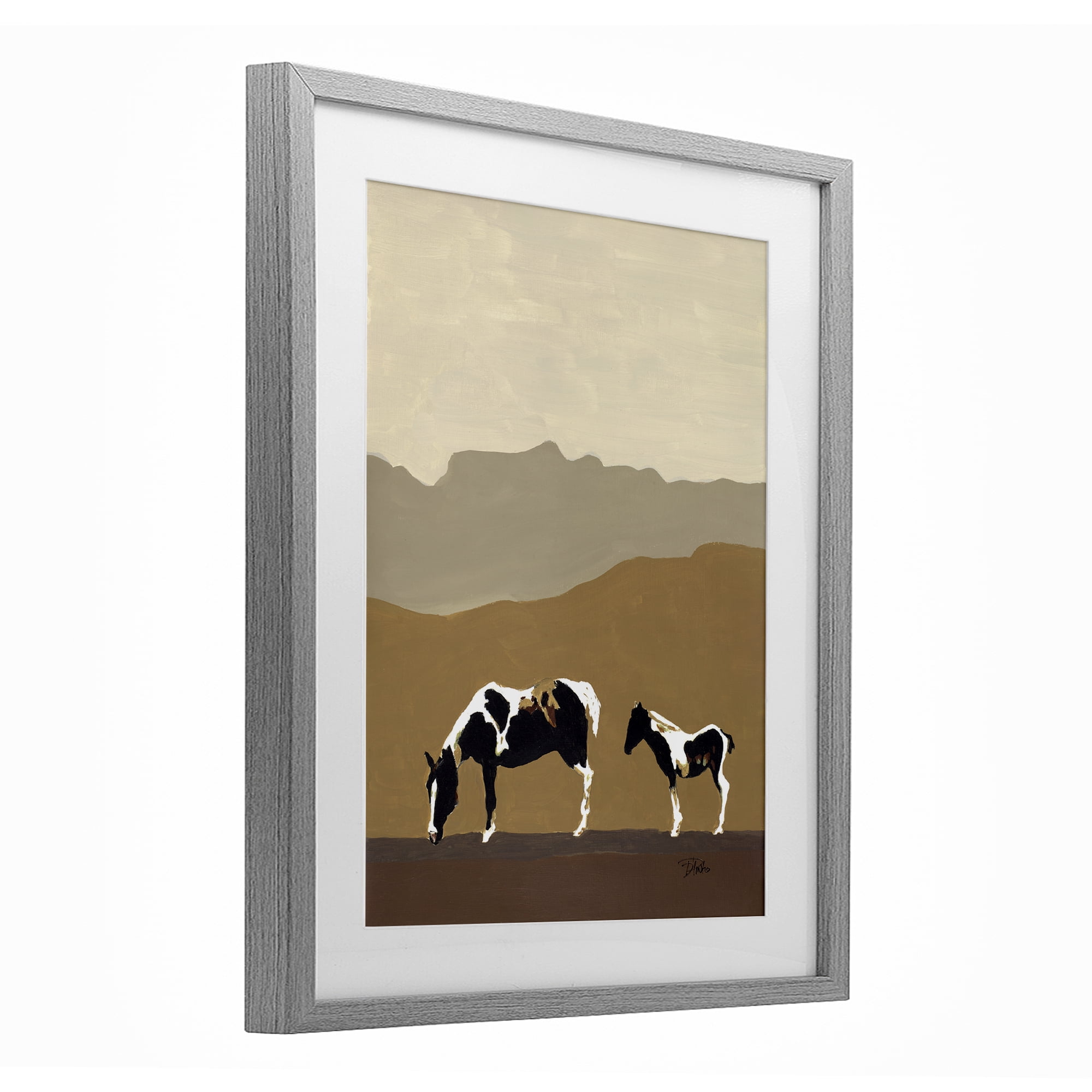 Stupell Industries Modern Mountains Horses Gray Framed Print Under Glass, design by Patricia Pinto