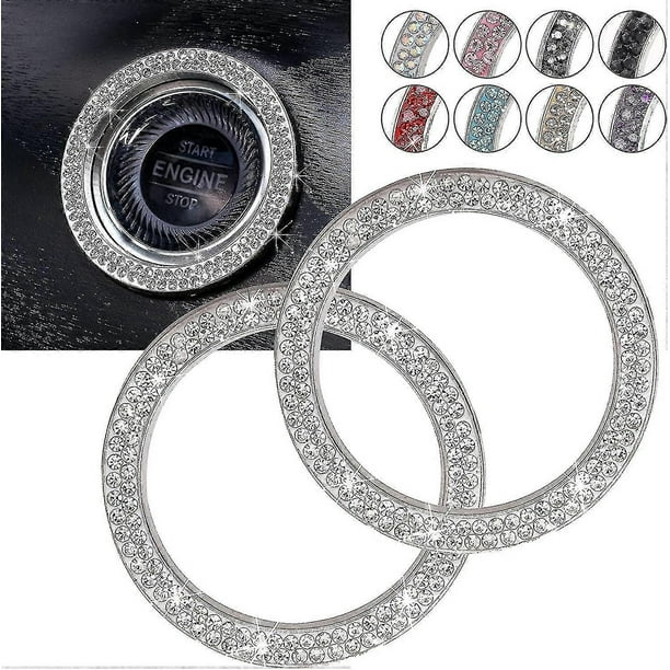 Car Bling Ring Crystal Car Stickers Rings Womens Car Decals,2pcs Push Start Button Bling Ignition Ring Sticker,bling Car Interior Accessory Fo