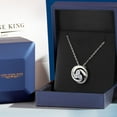 thumbnail image 5 of Gem Stone King 925 Sterling Silver Round White Moissanite 3 Stone Circle Pendant Necklace for Women (0.69 Cttw, Gemstone Birthstone, With 18 inch Chain), 5 of 6