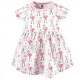 thumbnail image 3 of Hudson Baby Infant and Toddler Girl Cotton Short-Sleeve Dresses 2pk, Flamingos, 4 Toddler, 3 of 4
