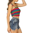 thumbnail image 4 of MODA NOVA Junior's Colorful Rainbow Striped Cami Tube Tops Multicolor Navy M, 4 of 5