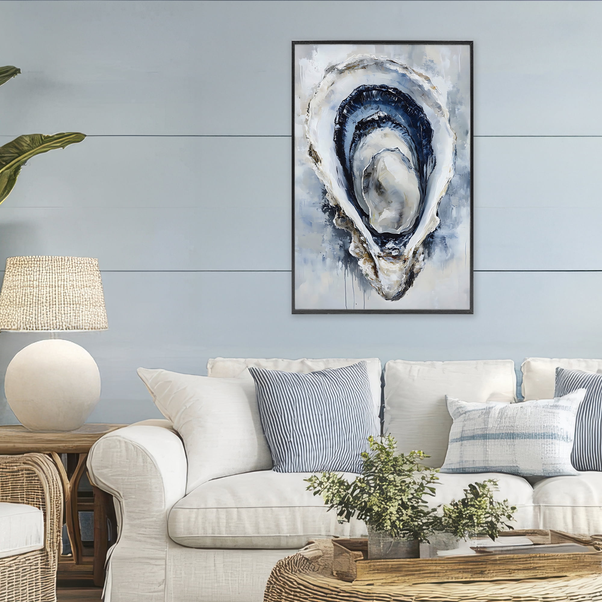 Stupell Industries Blue Oyster Shell Interior Black Framed Giclee Art, design by Creative Studio