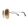 thumbnail image 3 of SA106 Womens Heavy Rhinestone Jewel Trim Metal Rim Butterfly Sunglasses Gold Brown, 3 of 4
