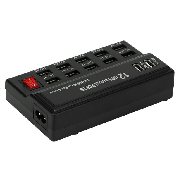 Cargador USB Hub USB 12 Puertos USB Adaptador USB, Regleta De Alimentación USB, Para PC Cámara Digital Oficina Teléfono Móvil