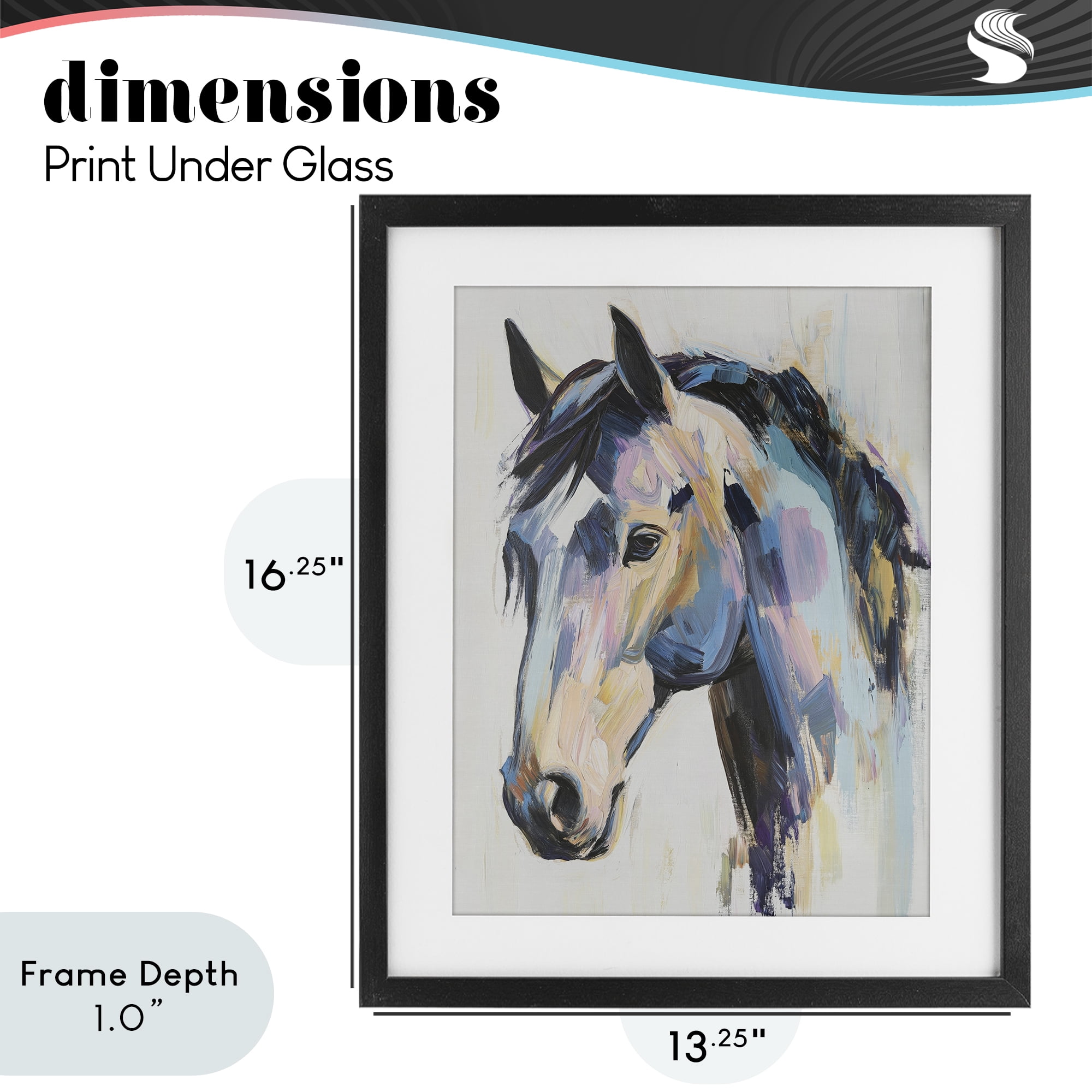 Stupell Industries Chromatic Stallion Abstraction Black Framed Print Under Glass, design by Svetlana Aleynikova
