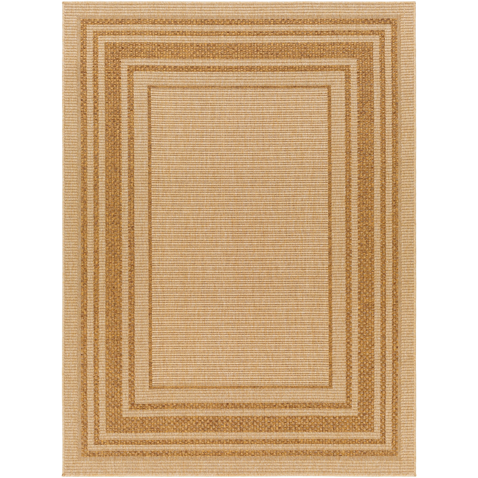Livabliss Pismo Beach Border Outdoor/Indoor Area Rug, Beige ,9'2" x 12'