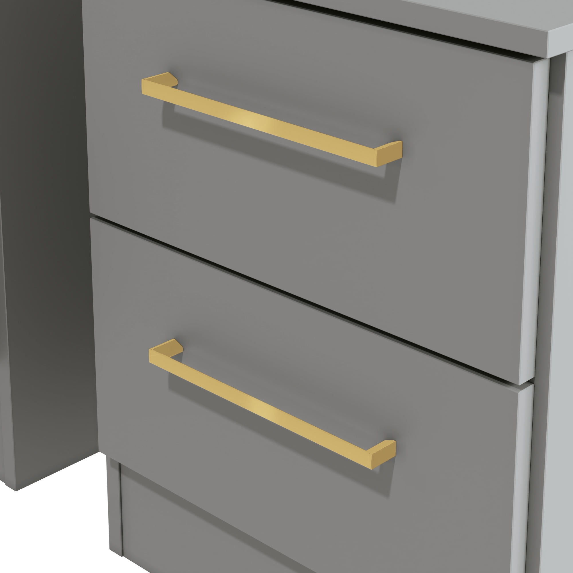Kappesberg Jolyne 2-Drawer Nightstand Set of 2 with Gold Handles, Gray – Modern Bedroom Storage for Adults and Teens