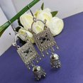 thumbnail image 2 of Efulgenz Boho Vintage Antique Tribal Indian Oxidized Silver Dangle Statement Hook Earrings Jewelry Set, 2 of 4