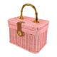 thumbnail image 3 of Cesta de almacenamiento tejida a mano con tapa organizadora con asa, diseño retro Rosa 235x16x16cm, 3 of 9