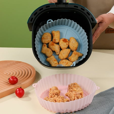 

Riguas Fryer Tray Food Grade Heat-resistant Silicone Tear Resistant Baking Pan with Handle Cooking Accessories