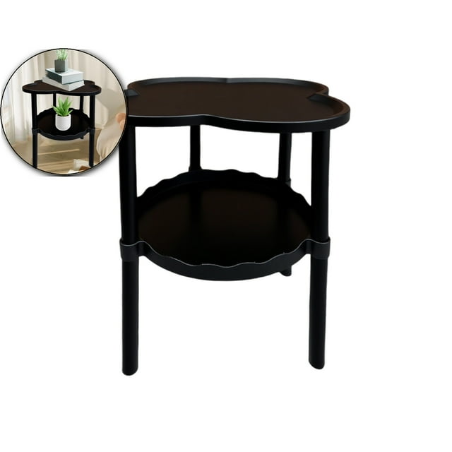 Dvruxg Movable Sofa Side Table, Double Layer Cloud Shelf, Plastic Living Room Coffee Table for Small Apartment Living