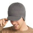 thumbnail image 3 of ZOELNIC Fashion Causal Hats Autumn Thick Men Knit Cap Classic Wool Warm Adult Earflap Beanie Hat with Ear Warmer, 3 of 7