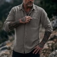 thumbnail image 5 of Men's Button Down Shirts Black Big and Tall Long Sleeve Solid Turndown Collar Casual Button Front Zipper Blouse, 5 of 8