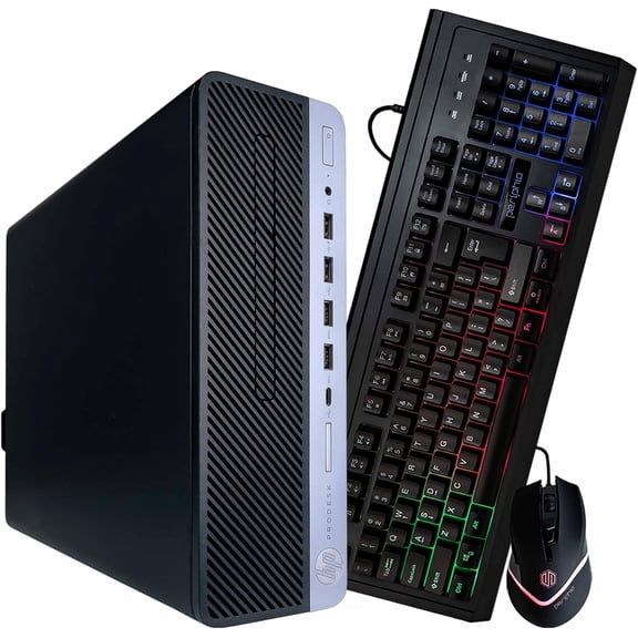 Restored HP Desktop PC, Core i5-9500, 16G RAM, 500G SSD, RGB Keyboard Mouse, WiFi, BT, Windows 11 Pro