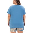 thumbnail image 5 of MUKVIK Plus Size Pajamas for Women Set, 2 Piece Womens Plus Size Short Sleeve V Neck Top and Shorts Pajama Sets with Pockets(Mandala Blue 1,5X), 5 of 8